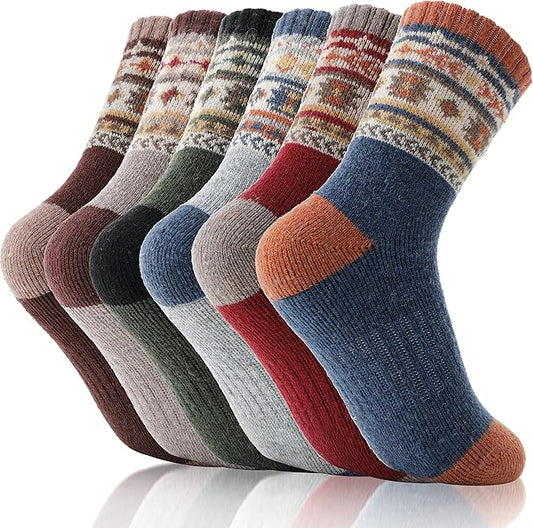 EBMORE Kids Merino Wool Hiking Socks Thermal Winter Warm Thick Boys Toddlers Girls Cushion Crew Socks 6 Pairs