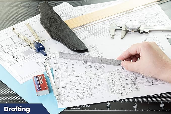 Pacific Arc 6 Inch Stainless Steel Ruler with Inch/Metric Conversion Table