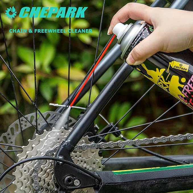 CHEPARK Bike Drivetrain cleaning & lubricating Essentials Kit with bike Degreaser,bike Lubricant Brush Tool- Bicycle Maintenance for Mountain Road Bikes (50P)