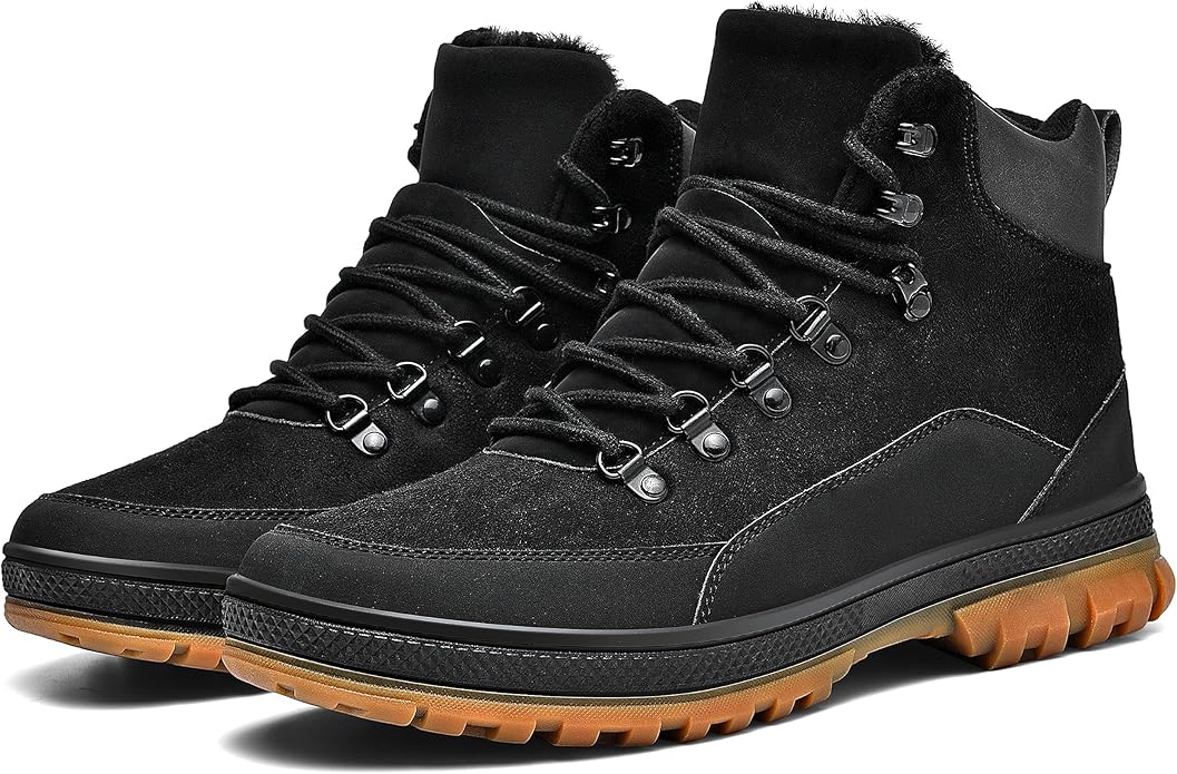 Wondamo Men's Snow Boots Lightweight Waterproof Winter Boots Fur Lined Anti-slip Cold Weather Shoes