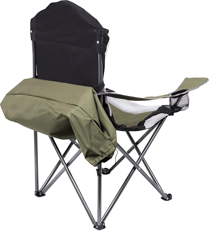 Internet's Best Padded Camping Folding Chair - Comfortable Outdoor Sports Chairs w/Cup Holder, Portable Carry Bag - for Beach, Park, Soccer, Baseball, Softball, Picnic, Adults - Green 2 - Pack