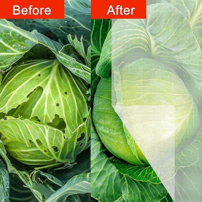 Agfabric Garden Netting 8'x10' Insect Pest Barrier Bird Netting for Garden Protection,Row Cover Mesh Netting for Vegetables Fruit Trees and Plants,White