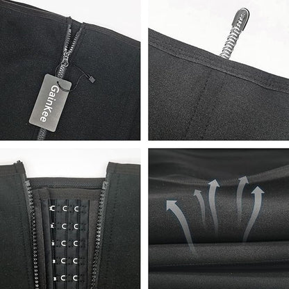 GainKee Clip and Zip Waist Trainer Corset Women Neoprene Worked Out Sweat Vest Body Shaper