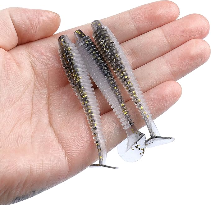 RUNCL Swimbaits Paddle 10/20/30/40PCS, 5/4/3/2 Inchs Paddle Tail, Soft Lure for Trout Crappie Bass, Durable Plastic Bait Swimmer for Saltwater/Freshwater, Fishing Lover's Gift