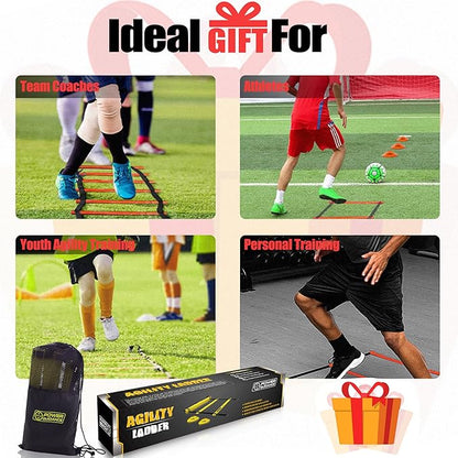 POWER GUIDANCE Agility Ladder (20 Feet) with Cones for Speed Agility Training & Quick Footwork Exercise - Soccer & Football Training Equipment for Adults, Youth & Kids