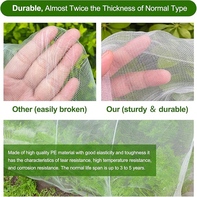 Garden Netting, Jevrench Durable Ultra Fine Garden Netting, Garden Plant Cover Row Cover Makes Plants, Vegetables, Fruits, and Flowers Grow Better (13ft x 16ft)