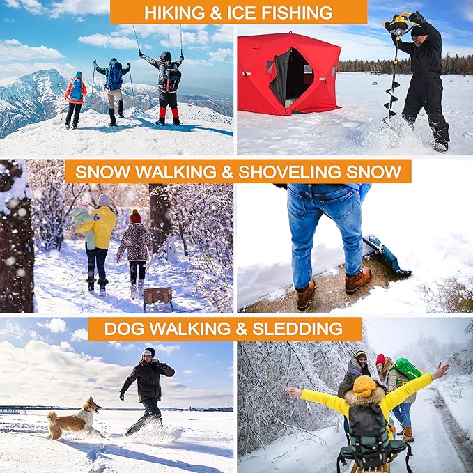 Ice Cleats for Shoes and Boots, Walk Traction Snow Cleats Crampons Anti Slip 11 Studs Ice Shoes Grippers for Women Men Ice Fishing Walking on Snow Ice