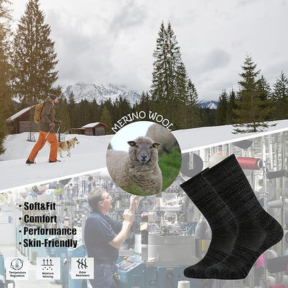 Ortis Men's Merino Wool Cushion Crew Socks with Moisture Wicking Control Light Weight Breathable for Outdoor Hiking Cycling