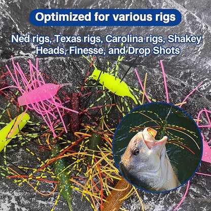 Eupheng Silicone Soft Dice Fishing Lures with Multiple Tentacles, Handmade Slow Sink Bass Fishing Soft Plastic Baits for Drop Shot, Finesse, Wacky Rig