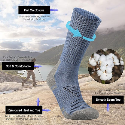 Ortis Men's Cotton Cushion Crew Socks Moisture Wicking Breathable Thick Warm Thermal for Athletic Heavy Duty Work Boot