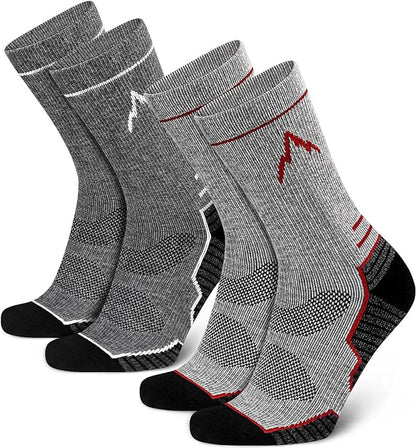 SIXDAYSOX Mens Merino Wool Hiking Socks, Moisture Wicking Cushioned Hiking Socks for Outdoor Trekking Cycling, 2 Pairs