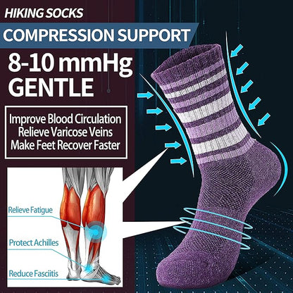 Anlisim Merino Wool Hiking Socks for Women Thermal Winter Warm Boot Work Cushion Socks 5 Pairs