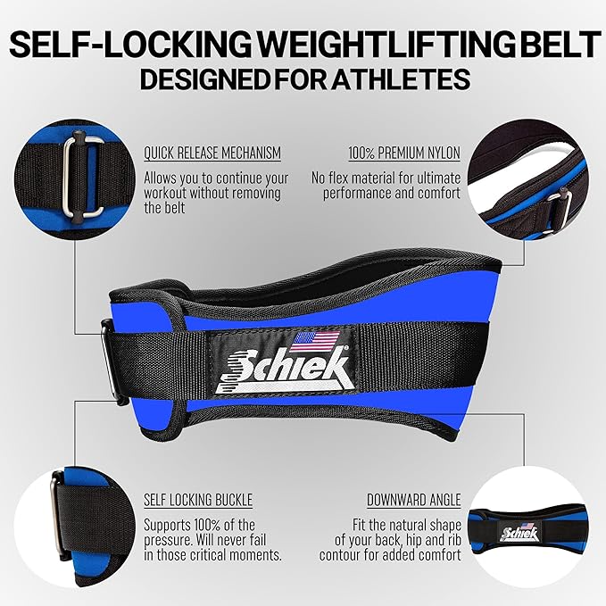 Schiek Sports Model 2004 Nylon 4 3/4" Weight Lifting Belt - Black