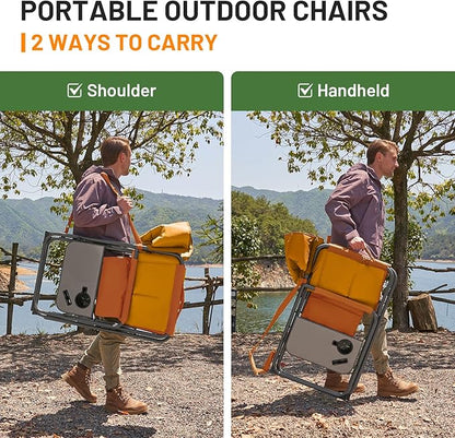 TIMBER RIDGE XXL Director’s Chair – Heavy Duty Folding Chair with Side Table, 500 lb Capacity, Extra Wide Padded Seat for Camping, Sports, Beach, Patio, and Outdoor Use, Orange-2 Pack