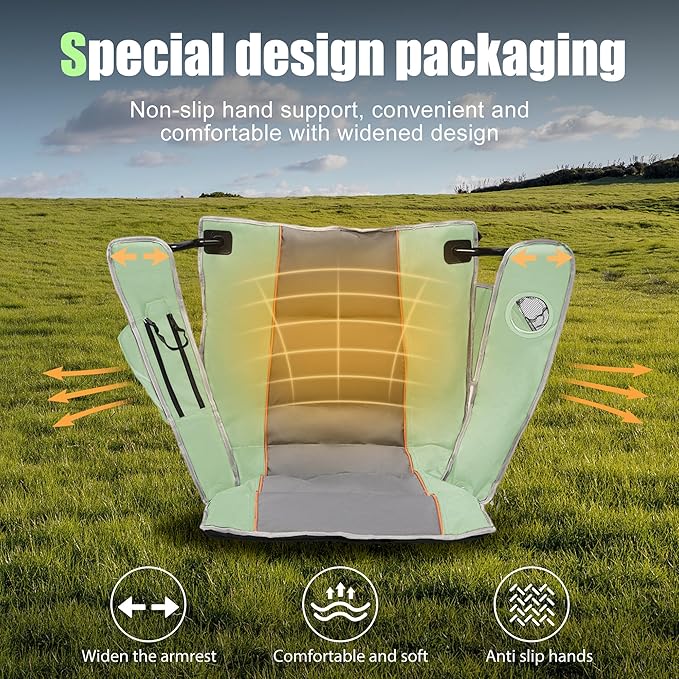 XMT Premium Padded Folding Chair, Extra Wide & Heavy Duty 450lbs Capacity, Portable Camping Chair with Insulated Cooler, Cup Holder & Storage, Compact Foldable for Outdoor, Beach, Picnics