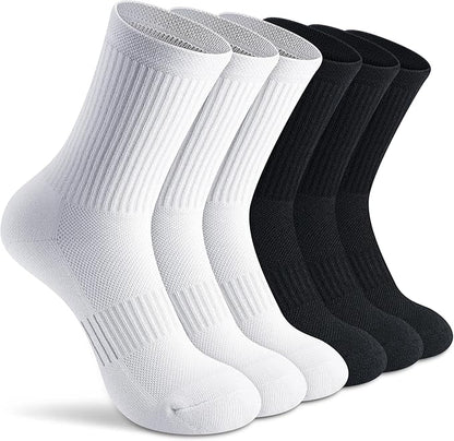 Gonii Women Athletic Crew Socks 5-6 Pairs - Comfort & Cushioned for Running, Hiking, Sports Arch Compression Socks