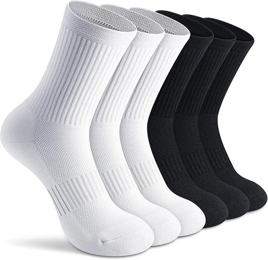 Gonii Women Athletic Crew Socks 5-6 Pairs - Comfort & Cushioned for Running, Hiking, Sports Arch Compression Socks