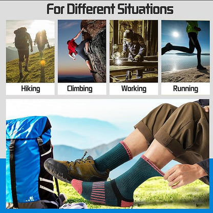 5 Pairs Merino Wool Hiking Socks Warm Thermal Winter Cozy Cushioned Moisture Wicking Socks for Women & Men