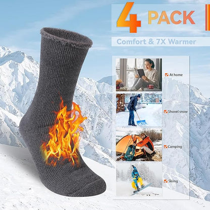 Sunew Warm Thermal Socks 4 Pack, Mens Womens Winter Heated Outdoor Skiing Thermal Socks
