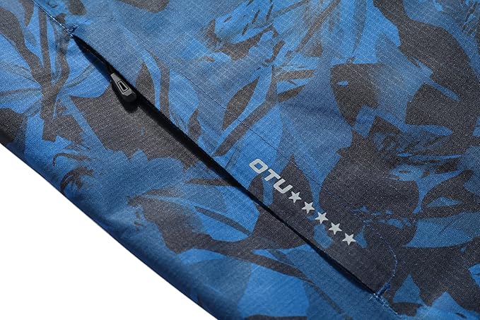 OTU Men's Lightweight Waterproof Hooded Rain Jacket Outdoor Raincoat Shell Jacket for Hiking Travel