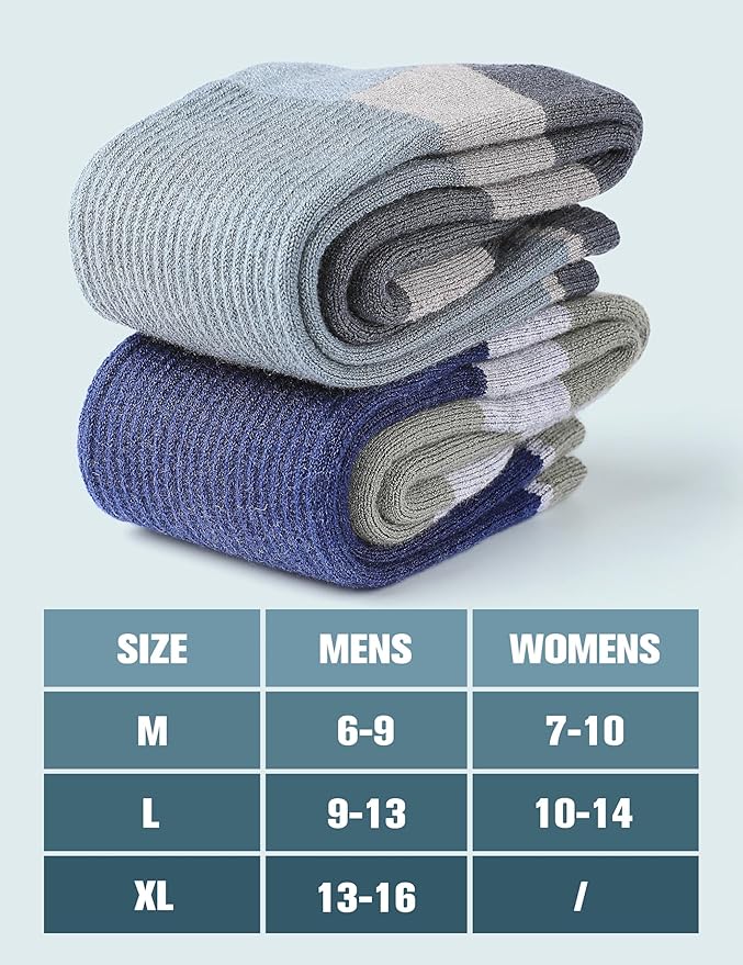 Wool Hiking Socks for Men - Women Lightweight Crew Merino Wool Socks with Cushion for Camping Hunting Work,4 pack