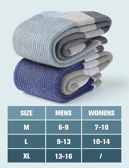 Wool Hiking Socks for Men - Women Lightweight Crew Merino Wool Socks with Cushion for Camping Hunting Work,4 pack