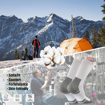 Ortis Men's Cotton Cushion Crew Socks Moisture Wicking Breathable Thick Warm Thermal for Athletic Heavy Duty Work Boot