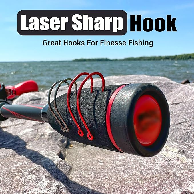 Reaction Tackle Dropshot Hooks – Split Shot or Drop Shot Fishing Hooks for Bass, Walleye & More (50-Pack)