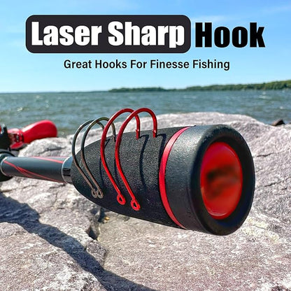 Reaction Tackle Dropshot Hooks – Split Shot or Drop Shot Fishing Hooks for Bass, Walleye & More (50-Pack)