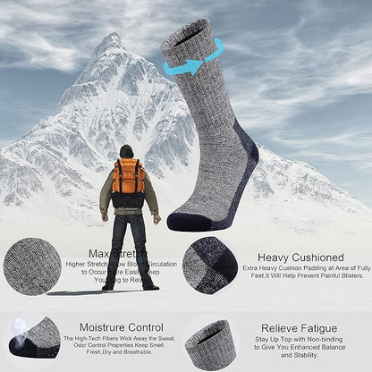 Ortis Men's Cotton Cushion Crew Socks Moisture Wicking Breathable Thick Warm Thermal for Athletic Heavy Duty Work Boot