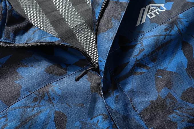 OTU Men's Lightweight Waterproof Hooded Rain Jacket Outdoor Raincoat Shell Jacket for Hiking Travel