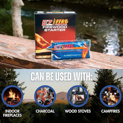 – 50 Pack All-Natural Fire Starters for Campfires, Fire Pits, BBQs & Fireplaces – Long Burning, Weather-Resistant, Non-Toxic + Survival Frog Rechargeable Lighter Kit