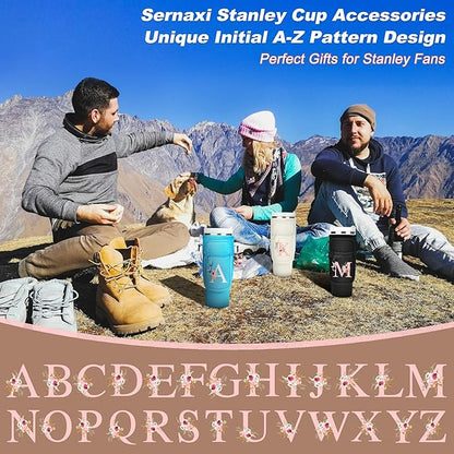Initial Water Bottle Holder with Strap for Stanley 40 oz Tumbler/Simple Modern 40 oz Tumbler,Water Bottle Carrier Bag with Strap,Personalized A-Z Phone Pocket for Stanley Cup Accessories