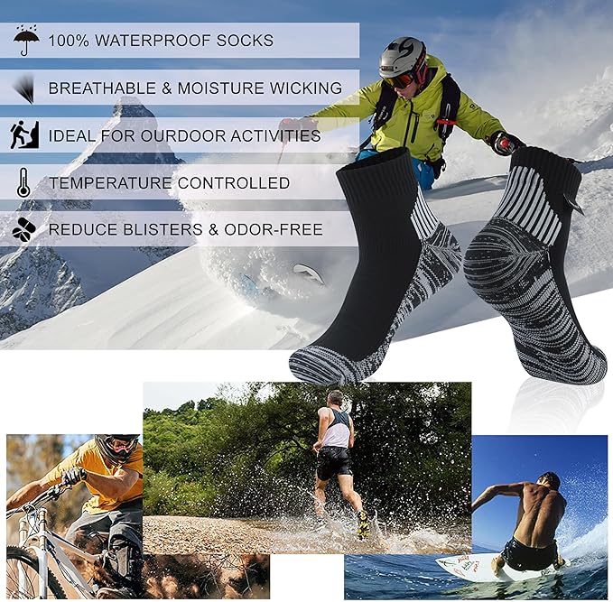 RANDY SUN Waterproof Socks, Unisex Hiking Wading Trail Running Kayaking Crew Socks
