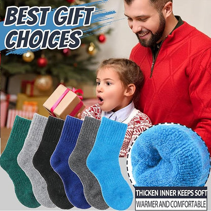 EBMORE Kids Merino Wool Hiking Socks Thermal Winter Warm Thick Boys Toddlers Girls Cushion Crew Socks 6 Pairs