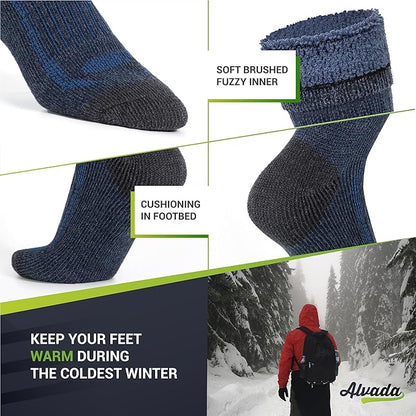 Alvada Warm Thermal Wool Socks for Winter Moisture Wicking and Breathable Cozy Boot Socks