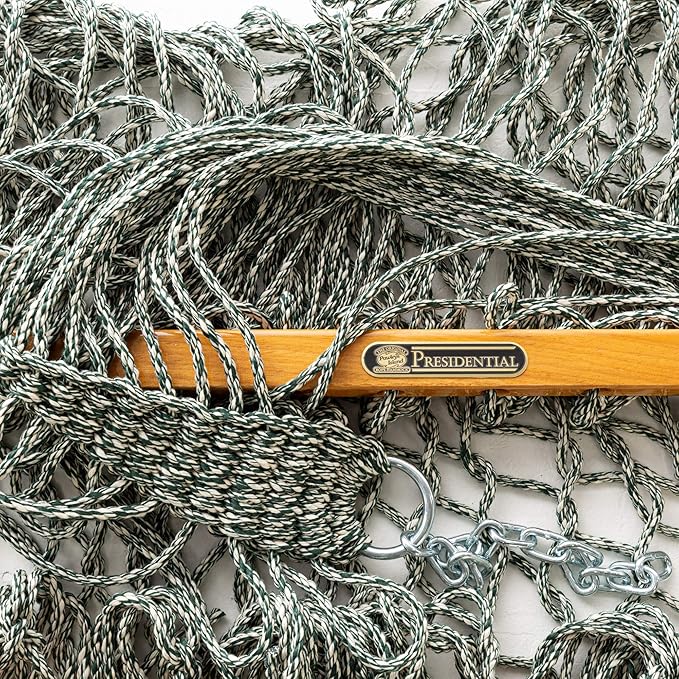 Original Pawleys Island Deluxe Green Oatmeal Heirloom DuraCord Rope Hammock – 13 ft. x 65 in, 2-Person, 450 lb Capacity, Oak Spreader Bar, Zinc-Plated Hardware, Handcrafted in The USA