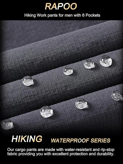 Rapoo Mens Hiking Pants Lightweight Water Resistant Breathable Nylon Cargo Pants with 6 Pockets