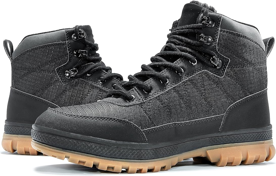 Wondamo Men's Snow Boots Lightweight Waterproof Winter Boots Fur Lined Anti-slip Cold Weather Shoes