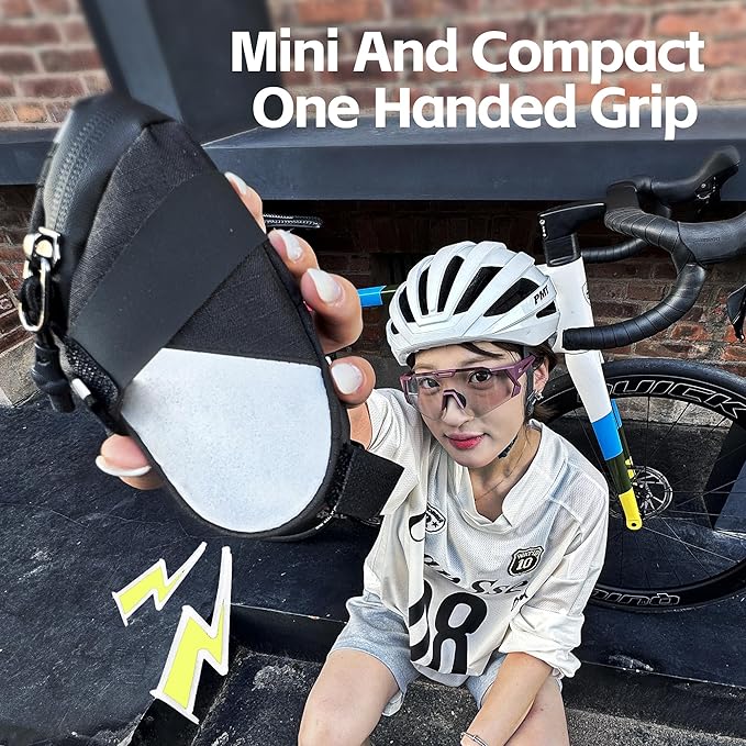 Bike Seat Bag Bicycle Saddle Bag 0.4L Cycling Under Seat Pouch for Mountain Road Biking and Commuting Trips (Black)