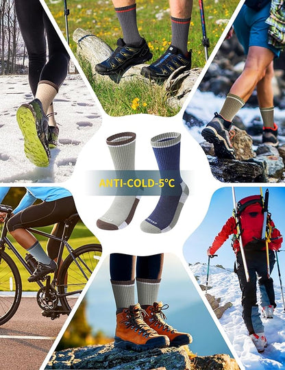 Wool Hiking Socks for Men - Women Lightweight Crew Merino Wool Socks with Cushion for Camping Hunting Work,4 pack