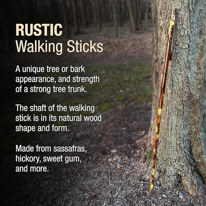 Brazos Rustic Wood Walking Stick, Hawthorn, Traditional Style Handle, for Men & Women, Made in The USA
