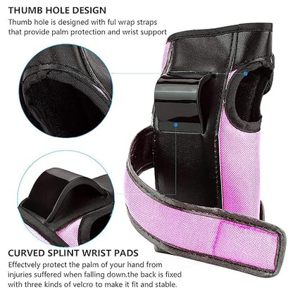Adult/Child Knee Pads Elbow Pads Wrist Guards 3 in 1 Protective Gear Set for Skateboarding Inline Roller Biking Roller Skating Cycling Outdoor Sports Pink M