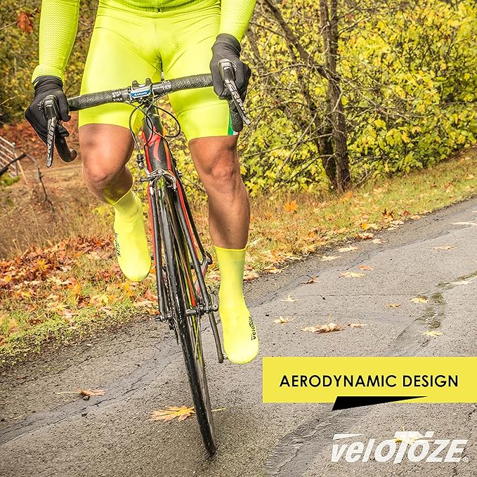 veloToze Tall Silicone Shoe Cover with Snaps - Covers Road Cycling Shoes - Waterproof, Windproof Reusable Boot-Style Overshoes for Bike Rides in Winter, Rain, Cold Weather Biking - for Men and Women