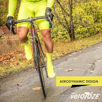 veloToze Tall Silicone Shoe Cover with Snaps - Covers Road Cycling Shoes - Waterproof, Windproof Reusable Boot-Style Overshoes for Bike Rides in Winter, Rain, Cold Weather Biking - for Men and Women