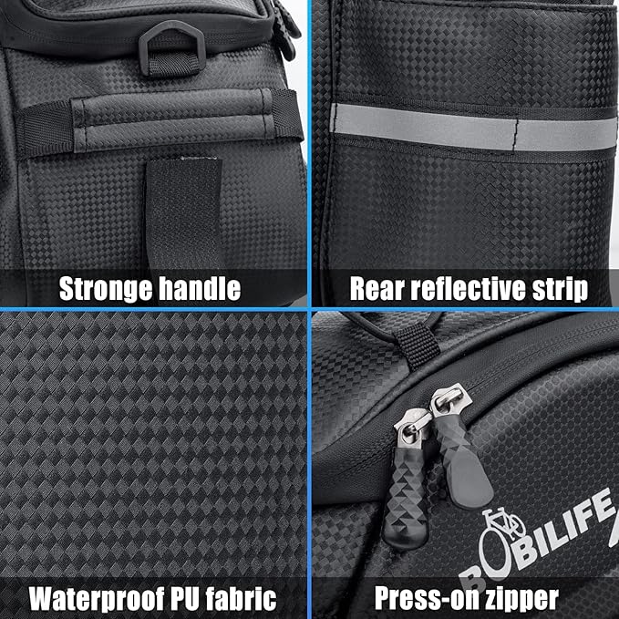 Bike Trunk Rear Rack Bag - Waterproof Bicycle Travel Expedition Rack Cargo Helmet Carrier Bag with Bottle Holder for Bicycle, E-Bike