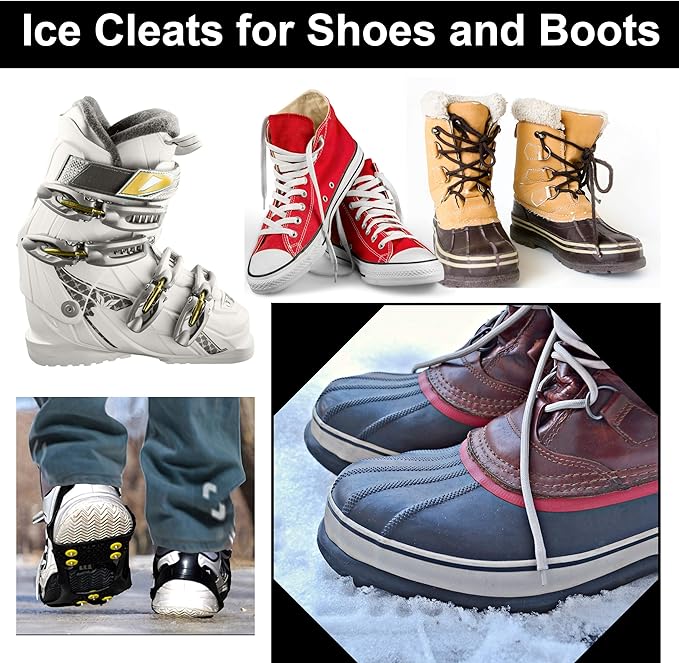 Limm Ice Snow Traction Cleats - Lightweight Crampon Cleats for Walking on Snow & Ice - Anti Slip Grippers Fasten Quickly & Easily Over Footwear - Protable Grips for Shoes and Boots