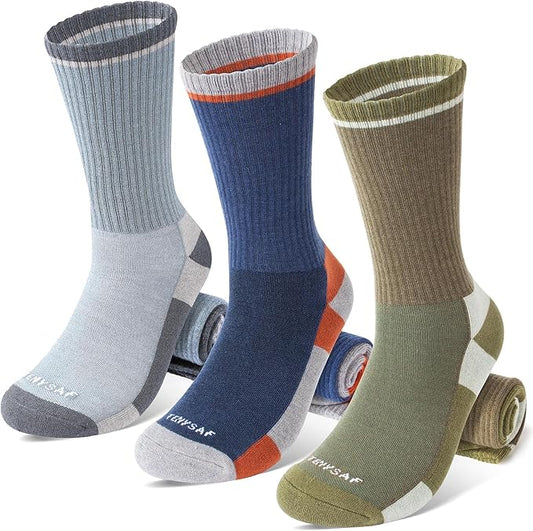 Wool Hiking Socks for Men - Women Lightweight Crew Merino Wool Socks with Cushion for Camping Hunting Work,4 pack