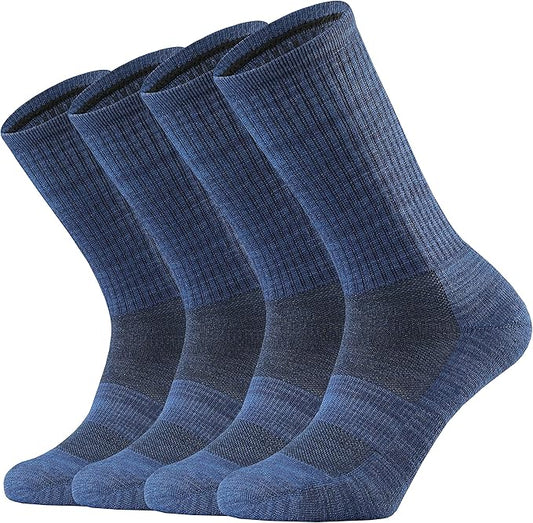 Ortis Men's Merino Wool Cushion Crew Socks with Moisture Wicking Control Light Weight Breathable for Outdoor Hiking Cycling