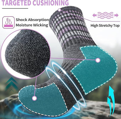 EBMORE 5 Pairs Womens Merino Wool Hiking Socks Thermal Warm Winter Boot Crew Cushion Work Gift Socks